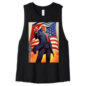 Cubans For Trump 2024 Pro Trump Cubanos Por Trump Cuban Flag Women's Racerback Cropped Tank