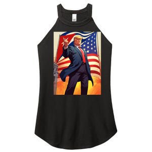 Cubans For Trump 2024 Pro Trump Cubanos Por Trump Cuban Flag Women's Perfect Tri Rocker Tank