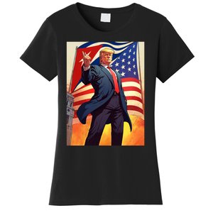 Cubans For Trump 2024 Pro Trump Cubanos Por Trump Cuban Flag Women's T-Shirt