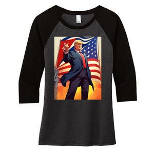 Cubans For Trump 2024 Pro Trump Cubanos Por Trump Cuban Flag Women's Tri-Blend 3/4-Sleeve Raglan Shirt