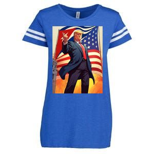 Cubans For Trump 2024 Pro Trump Cubanos Por Trump Cuban Flag Enza Ladies Jersey Football T-Shirt