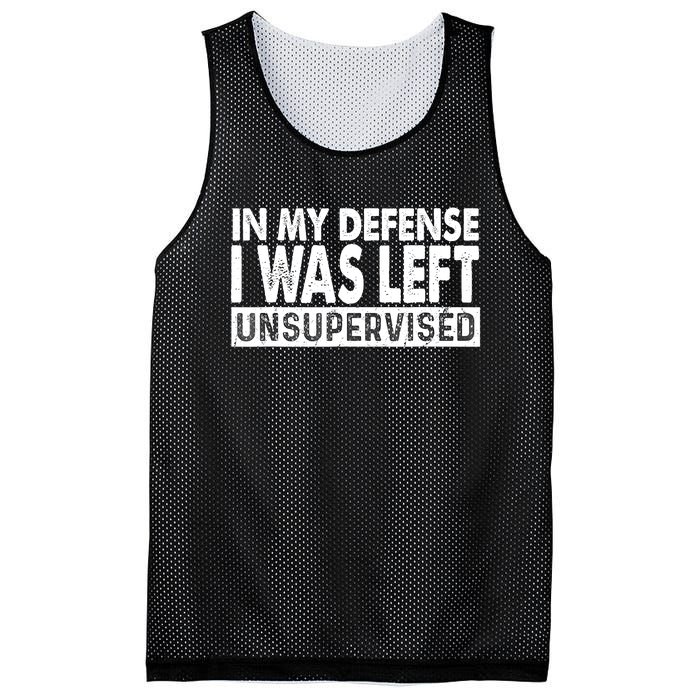 Cool Funny Tee In My Defense I Was Left Unsupervised Mesh Reversible Basketball Jersey Tank