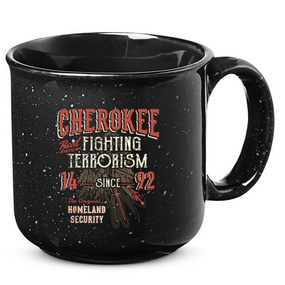 Cherokee Fighting Terrorism Since 1492 Native American 15oz Campfire Ceramic Mug