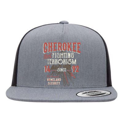 Cherokee Fighting Terrorism Since 1492 Native American Flat Bill Trucker Hat