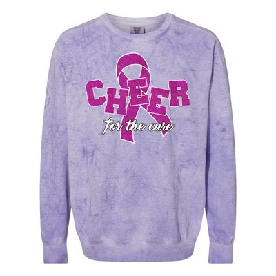 Cheer For The Cure Breast Cancer Awareness Ribbon Colorblast Crewneck Sweatshirt