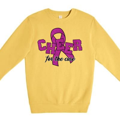 Cheer For The Cure Breast Cancer Awareness Ribbon Premium Crewneck Sweatshirt