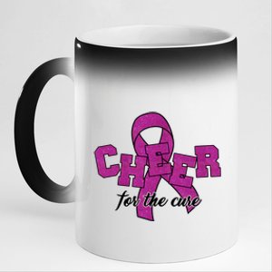 Cheer For The Cure Breast Cancer Awareness Ribbon 11oz Black Color Changing Mug