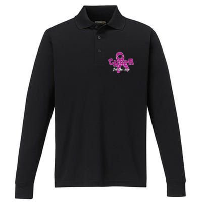 Cheer For The Cure Breast Cancer Awareness Ribbon Performance Long Sleeve Polo