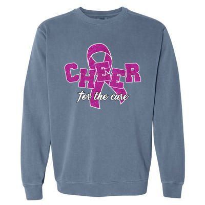 Cheer For The Cure Breast Cancer Awareness Ribbon Garment-Dyed Sweatshirt