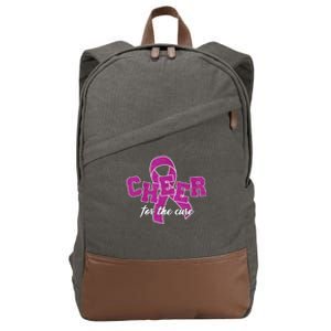 Cheer For The Cure Breast Cancer Awareness Ribbon Cotton Canvas Backpack