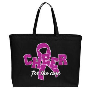 Cheer For The Cure Breast Cancer Awareness Ribbon Cotton Canvas Jumbo Tote