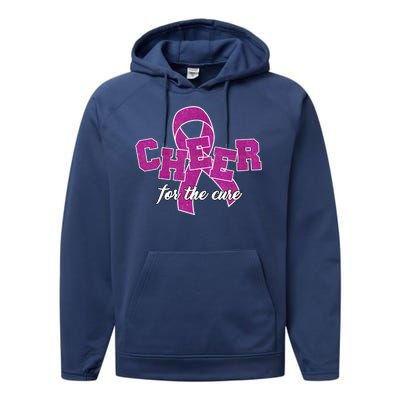 Cheer For The Cure Breast Cancer Awareness Ribbon Performance Fleece Hoodie