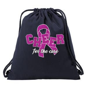 Cheer For The Cure Breast Cancer Awareness Ribbon Drawstring Bag