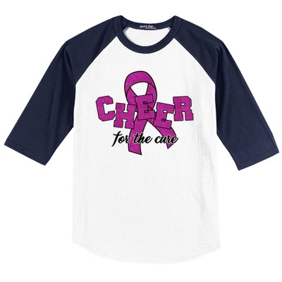 Cheer For The Cure Breast Cancer Awareness Ribbon Baseball Sleeve Shirt