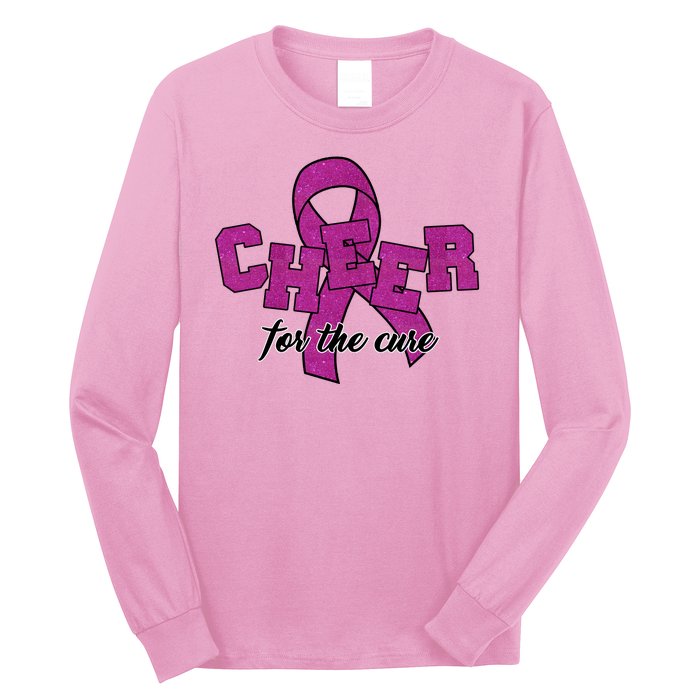 Cheer For The Cure Breast Cancer Awareness Ribbon Long Sleeve Shirt