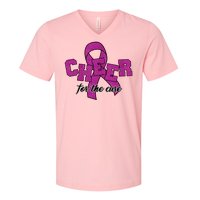 Cheer For The Cure Breast Cancer Awareness Ribbon V-Neck T-Shirt