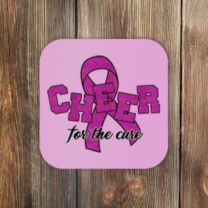 Cheer For The Cure Breast Cancer Awareness Ribbon Coaster