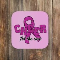 Cheer For The Cure Breast Cancer Awareness Ribbon Coaster