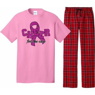 Cheer For The Cure Breast Cancer Awareness Ribbon Pajama Set