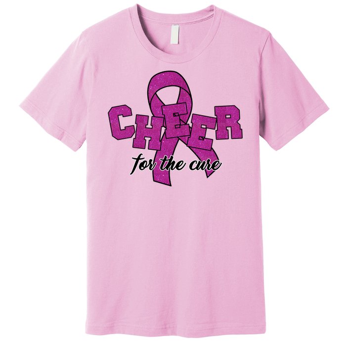 Cheer For The Cure Breast Cancer Awareness Ribbon Premium T-Shirt