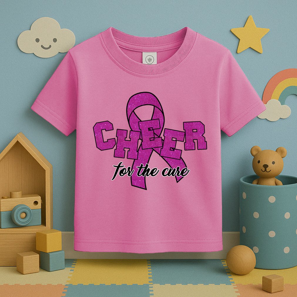 Cheer For The Cure Breast Cancer Awareness Ribbon Toddler T-Shirt
