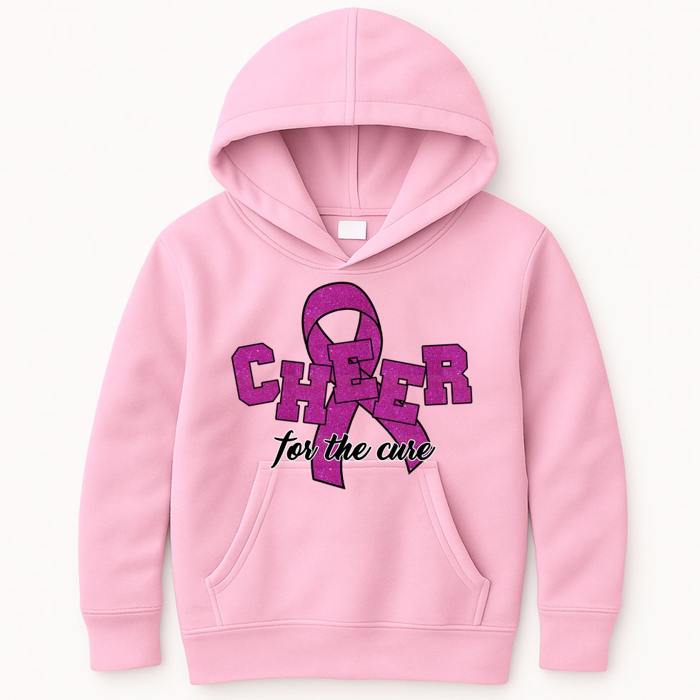 Cheer For The Cure Breast Cancer Awareness Ribbon Kids Hoodie
