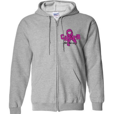 Cheer For The Cure Breast Cancer Awareness Ribbon Full Zip Hoodie