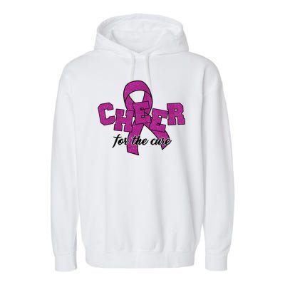 Cheer For The Cure Breast Cancer Awareness Ribbon Garment-Dyed Fleece Hoodie