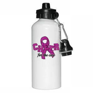 Cheer For The Cure Breast Cancer Awareness Ribbon Aluminum Water Bottle