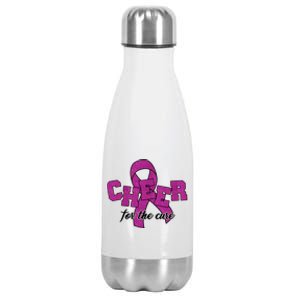 Cheer For The Cure Breast Cancer Awareness Ribbon Stainless Steel Insulated Water Bottle