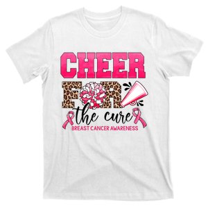 Cheer For The Cure Cheerleader Pink Ribbon Breast Cancer T-Shirt