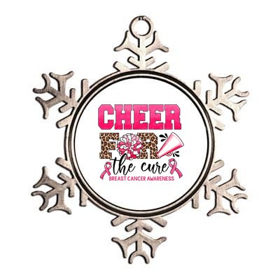 Cheer For The Cure Cheerleader Pink Ribbon Breast Cancer Metallic Star Ornament