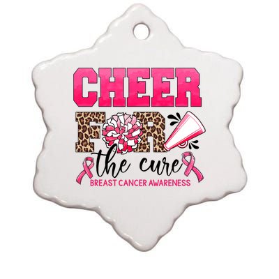 Cheer For The Cure Cheerleader Pink Ribbon Breast Cancer Ceramic Star Ornament