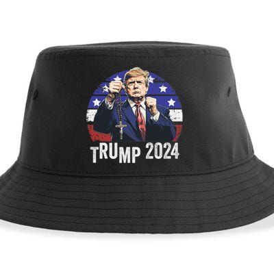 Catholics For Trump 2024 Rosary Election Sustainable Bucket Hat