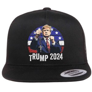 Catholics For Trump 2024 Rosary Election Flat Bill Trucker Hat