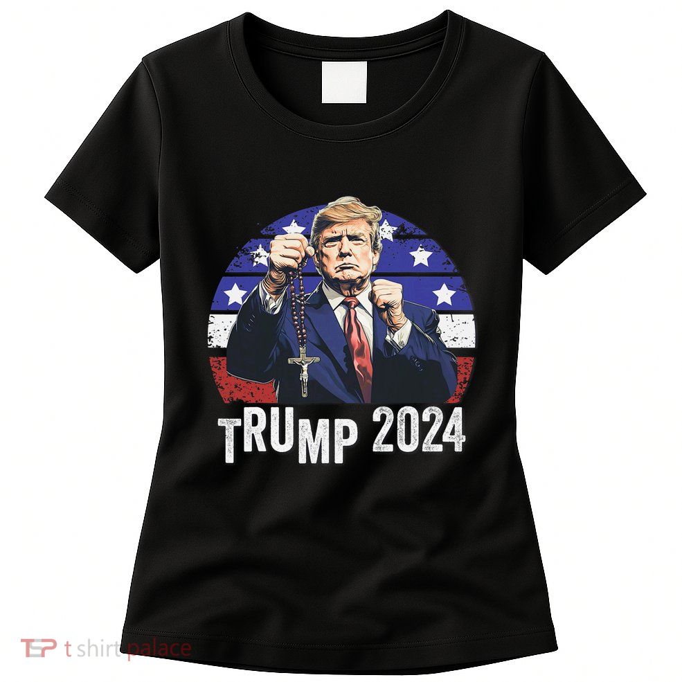Catholics For Trump 2024 Rosary Election Womens T-Shirt