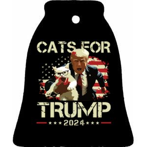 Cats For Trump 2024 Funny Vote For Trump Cats 2024 Ceramic Bell Ornament