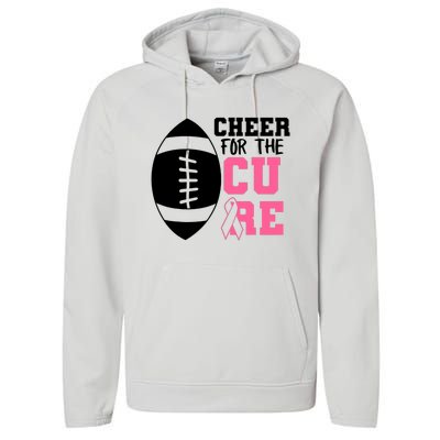 Cheer For The Cure Football Pink Breast Cancer Support Performance Fleece Hoodie