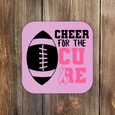 Cheer For The Cure Football Pink Breast Cancer Support Coaster