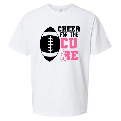 Cheer For The Cure Football Pink Breast Cancer Support Sueded Cloud Jersey T-Shirt