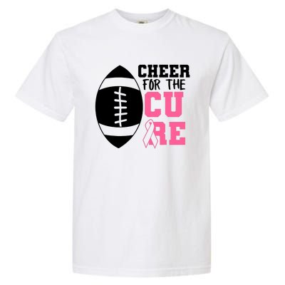 Cheer For The Cure Football Pink Breast Cancer Support Garment-Dyed Heavyweight T-Shirt