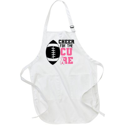 Cheer For The Cure Football Pink Breast Cancer Support Full-Length Apron With Pockets