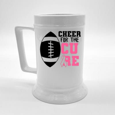 Cheer For The Cure Football Pink Breast Cancer Support Beer Stein