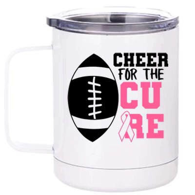 Cheer For The Cure Football Pink Breast Cancer Support 12 oz Stainless Steel Tumbler Cup