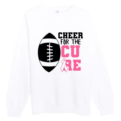 Cheer For The Cure Football Pink Breast Cancer Support Premium Crewneck Sweatshirt