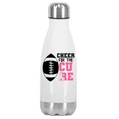 Cheer For The Cure Football Pink Breast Cancer Support Stainless Steel Insulated Water Bottle