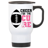 Cheer For The Cure Football Pink Breast Cancer Support Stainless Steel Travel Mug