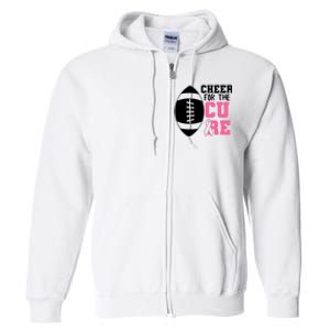 Cheer For The Cure Football Pink Breast Cancer Support Full Zip Hoodie