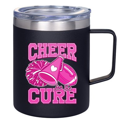 Cheer For The Cure Breast Cancer Awareness Cheerleader 12oz Stainless Steel Coffee Mug