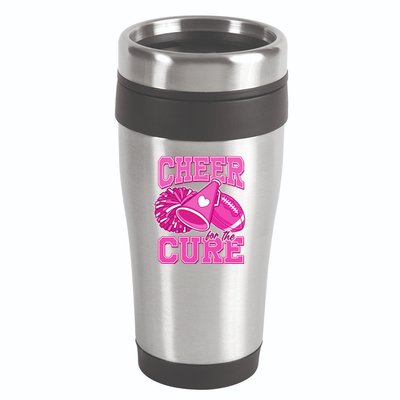 Cheer For The Cure Breast Cancer Awareness Cheerleader 16oz Travel Tumbler